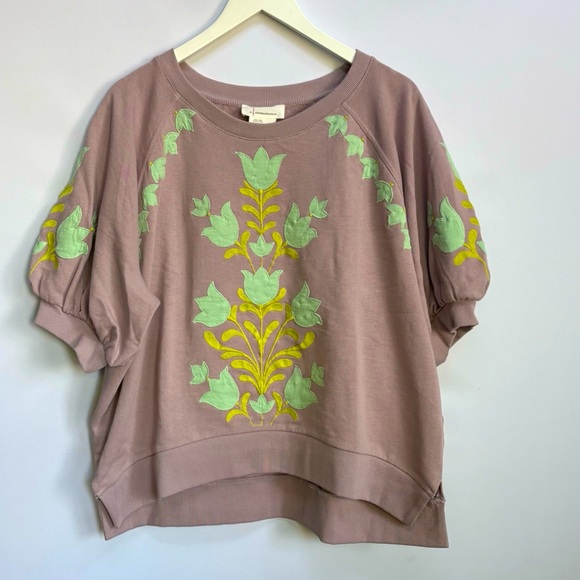 NWT Anthropologie Short-Sleeve Appliqué Sweatshirt XL - Picture 6 of 11